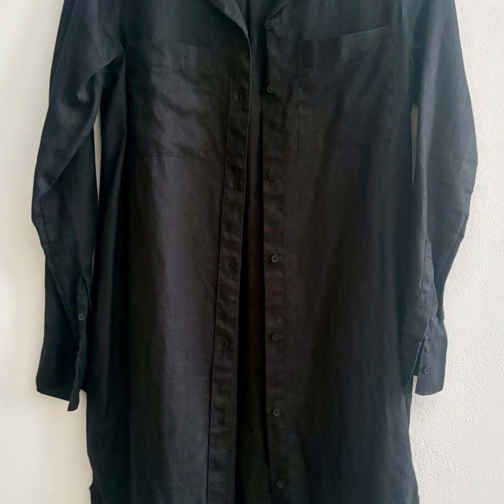 Everlane Black 100% Linen Button Shirt Dress XXS - Picture 6 of 15